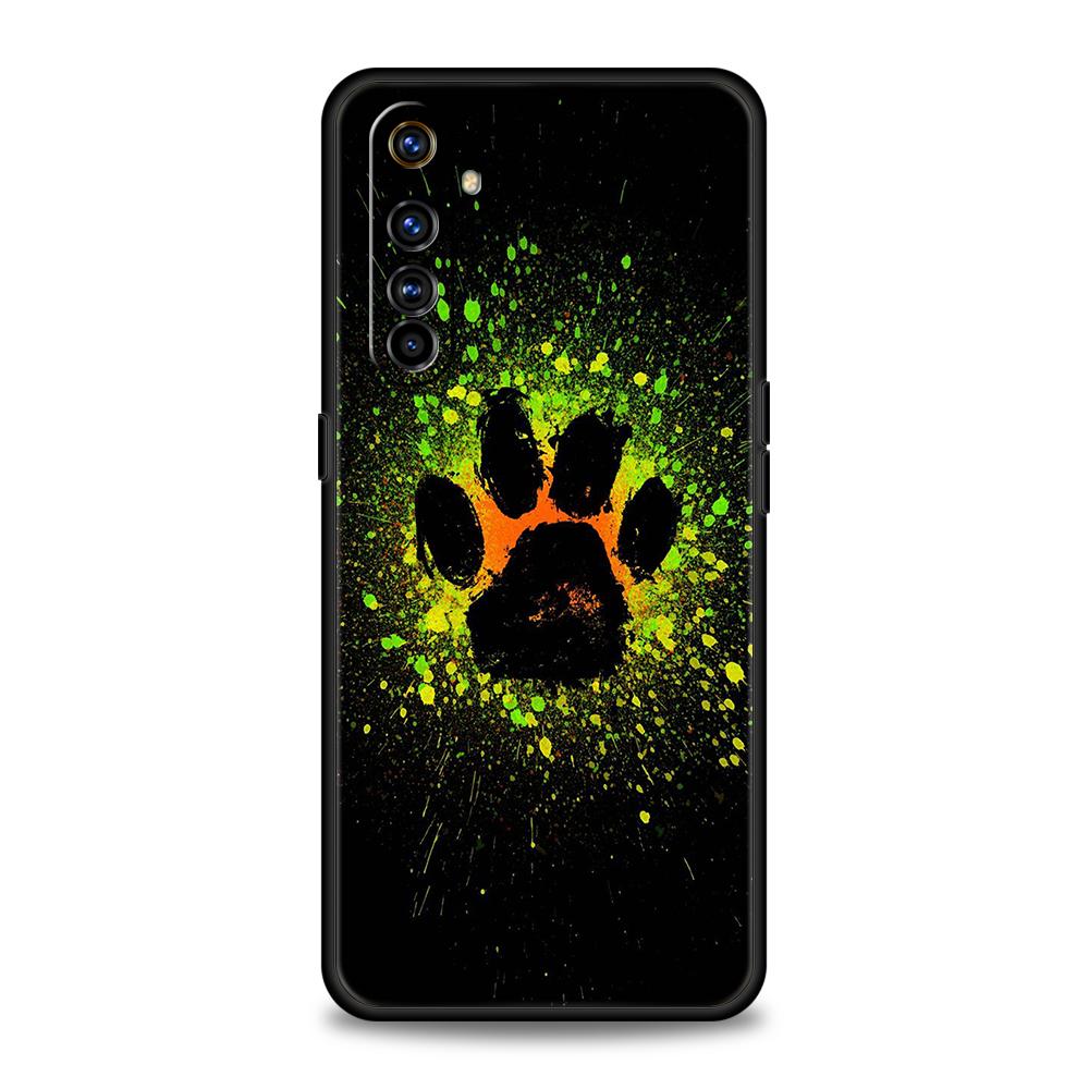 Милый Чехол для Телефона с Отпечатком Лапы Собаки для Realme 8 9 Pro Plus 8i 9i 6 7 GT2 C21 C25 C3 C11 11 Pro 5G Plus Ударопрочный Силиконовый Чехол