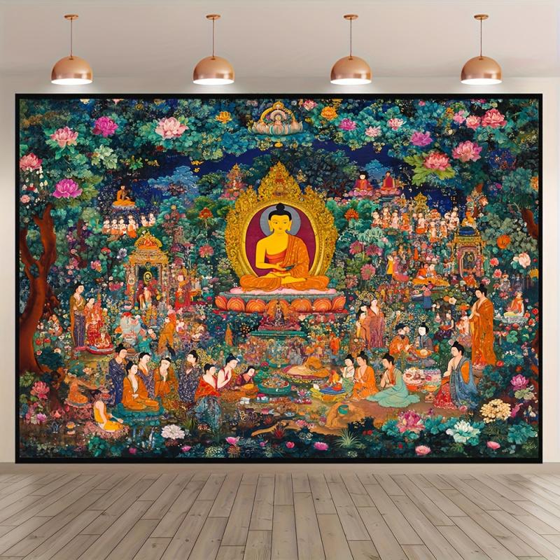 VIKAMA Tibetan Buddhism Thangka Art Wall Tapestry Living Room Meditation Room Yoga Room Decoration Tapestry Home Decoration