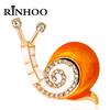 Rinhoo Fashion Enamel Cute Snails Insect Brooches Pins For Women Rhinestone Crystal Brooch Bijouterie Animal Party Badge Jewelry