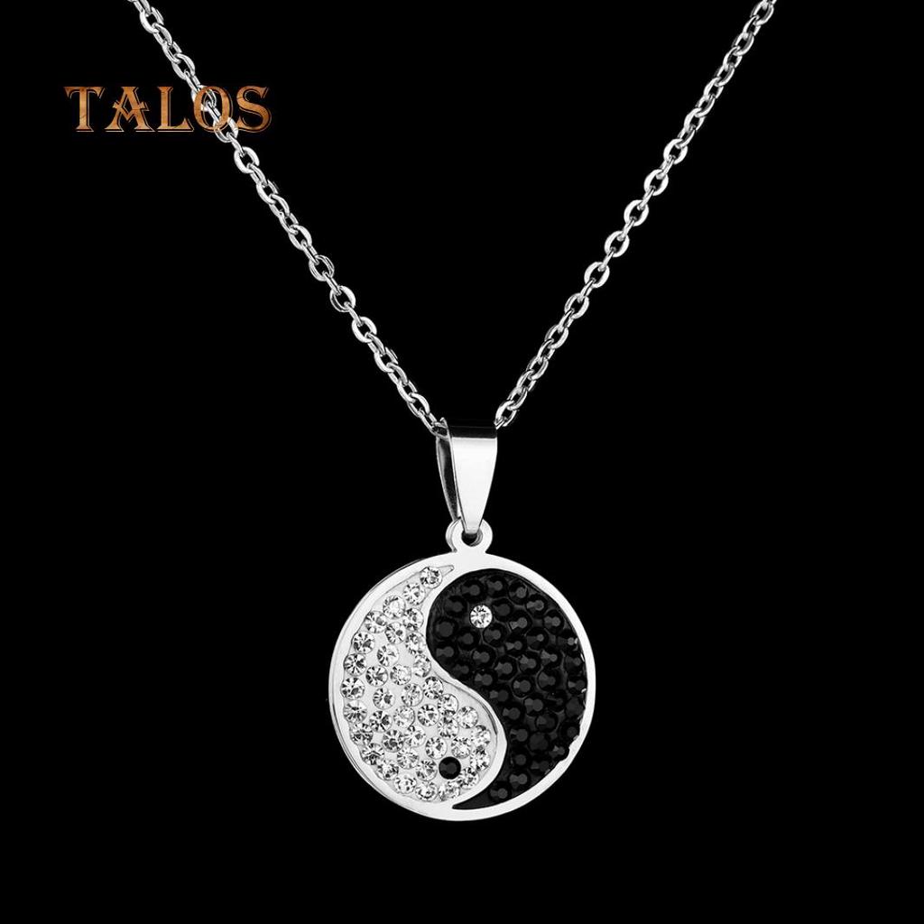 Винтажный символ Инь-Янь, блестящий кристаллический камень, мужское и женское ожерелье, ювелирные изделия, подарок, аксессуары для красоты