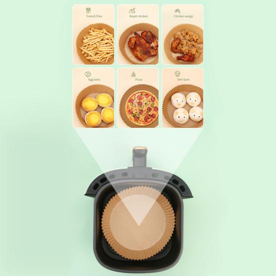 100 шт. бумажные вкладыши для фритюрниц, антипригарные маслостойкие круглые пергаментные бумаги для выпечки, микроволновые печи, одноразовые жировые вкладыши в духовках воздушных фритюрниц