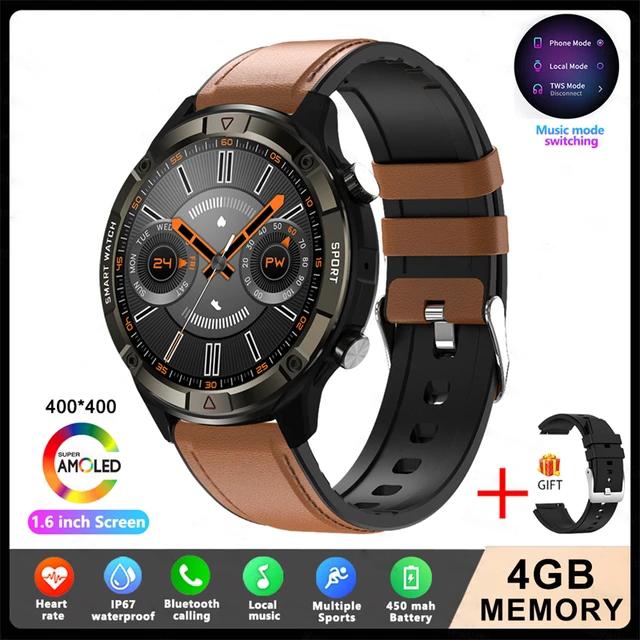 LUCKYSTART Smart Watch Men 2024 Новые спортивные часы с дисплеем 1,6 дюйма AMOLED, 4G ROM, голосовые вызовы, локальная музыка, водонепроницаемые мужские умные часы