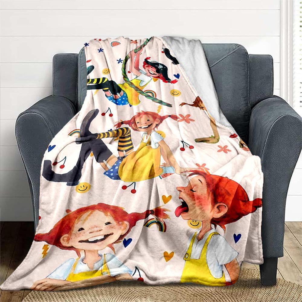 1pc Pippi Longstocking Adventure Outdoor Blanket Lightweight Flannel, Soft & Warm, All Season Use for Sofa, Outdoor, Camping, Living Room, Office