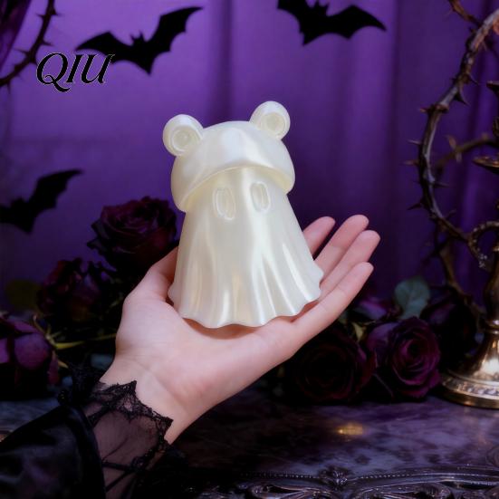 Cartoon Ghost Sculpture 3D Printed Frog Statue, Halloween Spooky Figurine, Figurine Decorative for Holiday Party Mini Statue
