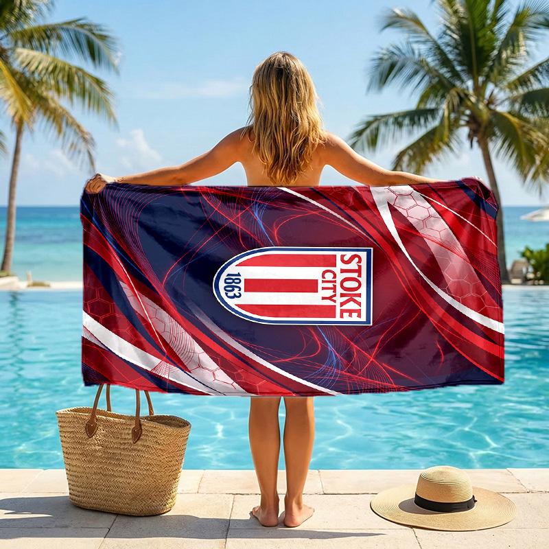 Stoke City Football Beach Towel Soft Microfiber Summer Towel Quick Dry Absorbent Towel for Beach Swimming Pool Travel