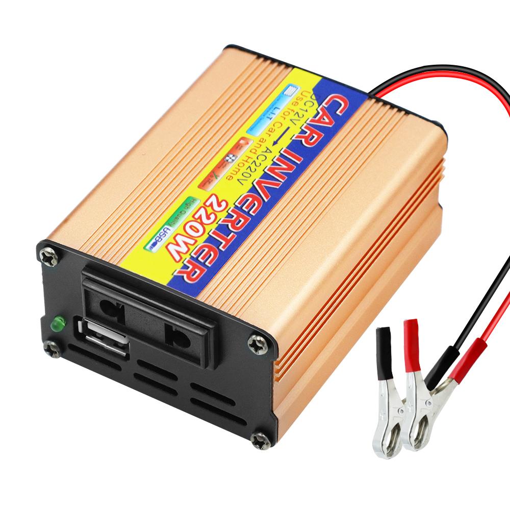 Автомобильные инверторы USB Преобразователь напряжения DC 12V в AC 220V Автомобильный инвертор Мощность 220 Вт