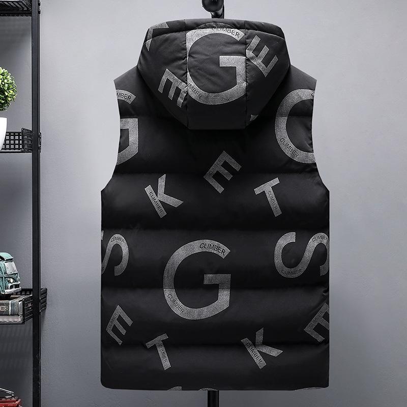 Зимний теплый хлопковый жилет с капюшоном