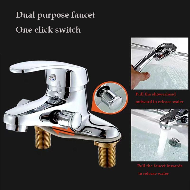 Two-hole/three-hole Universal Hot and Cold Faucet Bilateral Two-way Faucet Silver Connectable Shower and Basin Faucet