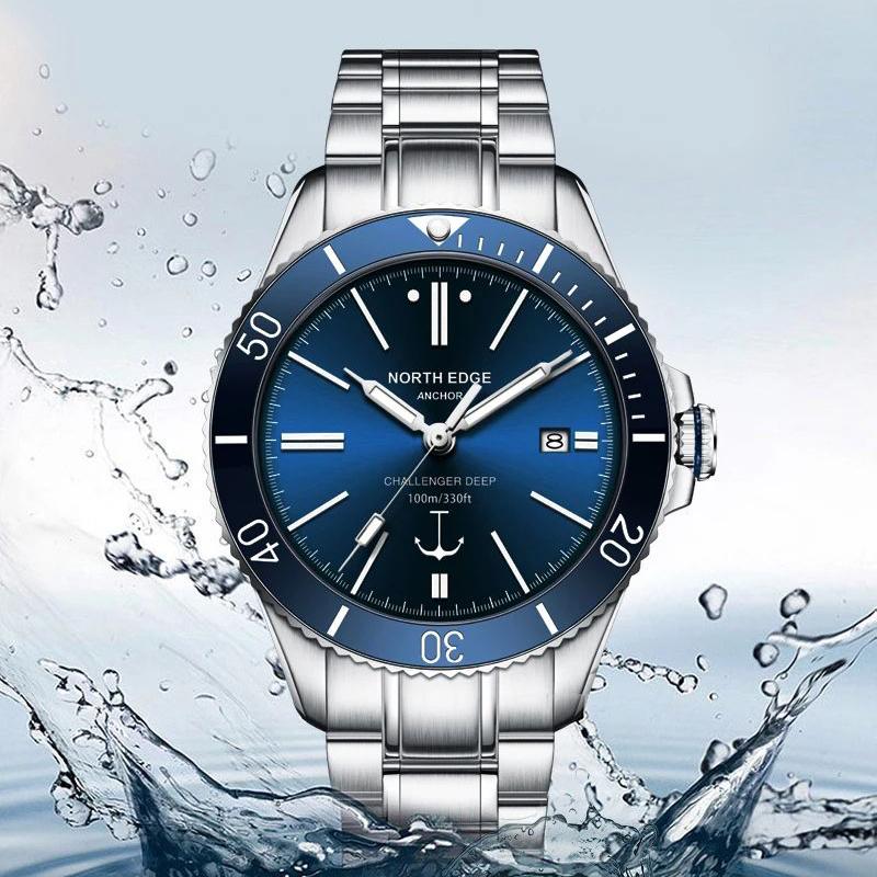 NORTH EDGE ANCHOR 42MM Men Mechanical Wristwatch Luxury Sapphire Glass MIYOTA 8215 Automatic Watches 10bar Waterproof Watch Men