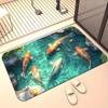 Современный 3D коврик для ванной из диатомита с рисунком рыбок кои, впитывающий, противоскользящий, для ванной комнаты и прихожей