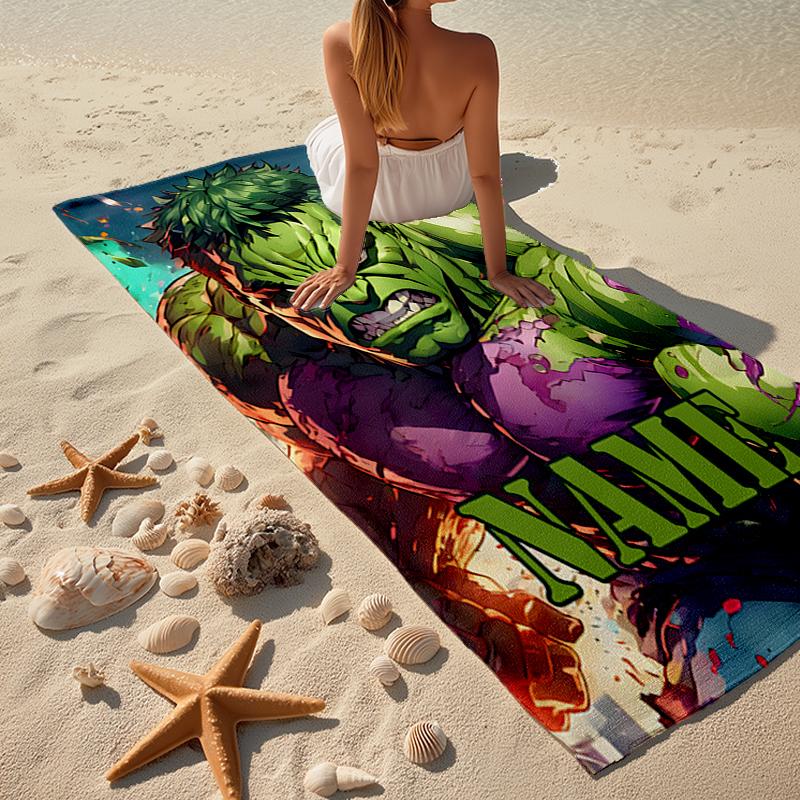 Custom Name Ultra-Soft Beach Towel with Hulk Theme,Ideal for Pool - Camping, Diving - Perfect Travel Essential, Vibrant Beach Towel.