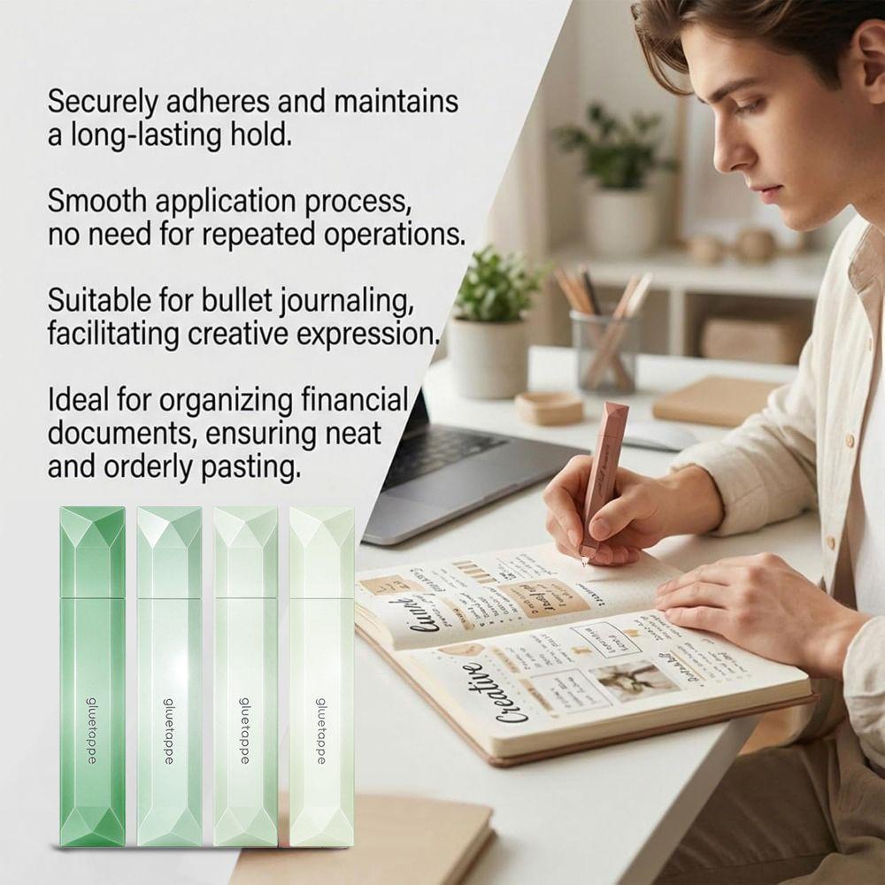 4pcs 6mm Width Double Sided Glue Pen Odorless Glue Tape Roller Adhesive Dot Dispenser Scrapbooking