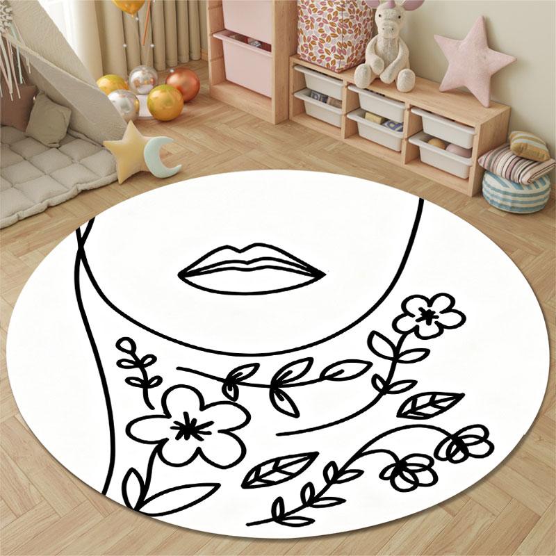 Chic Round Butterfly Multicolor Area Rug, Non-Slip Floor Mat for Bedroom