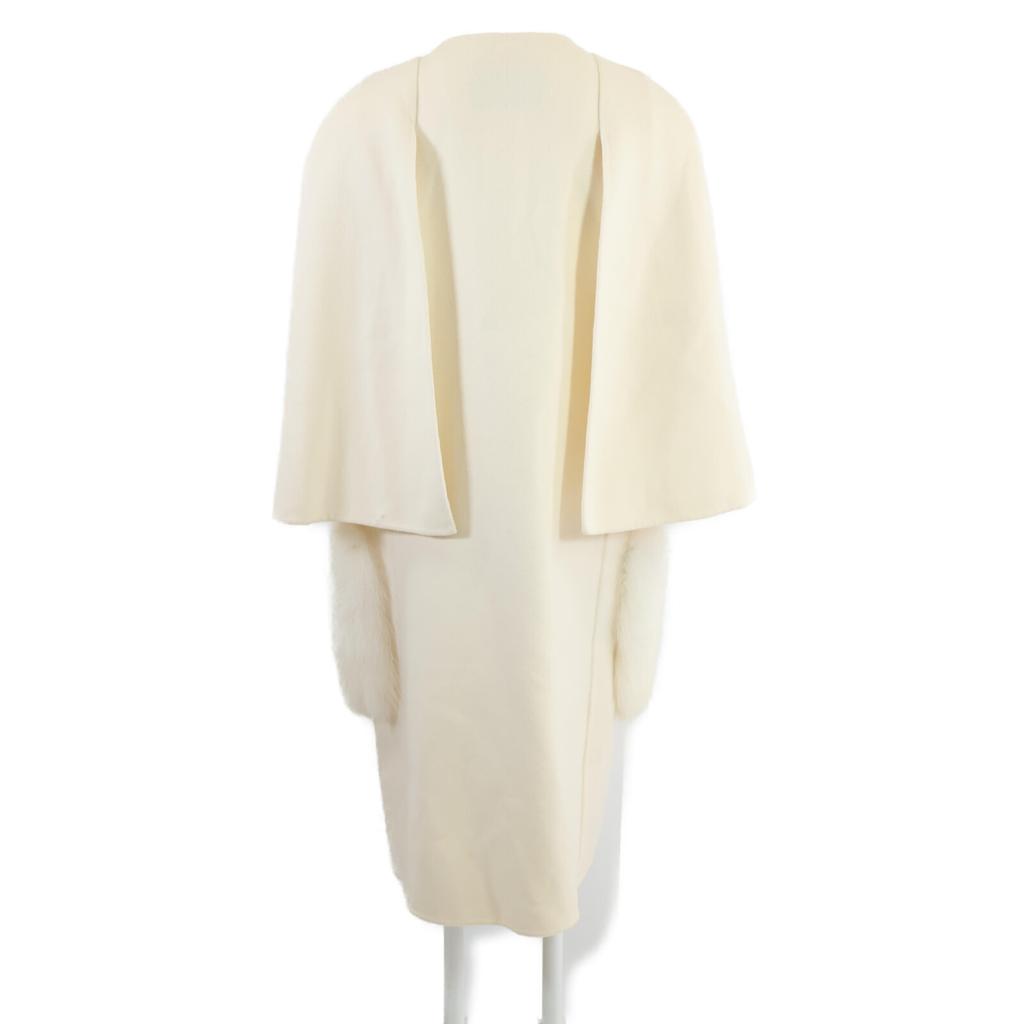 FENDI [Good condition/domestic regular] FF8522 W1D wool fox fur pocket coat 42 IvoryUsed