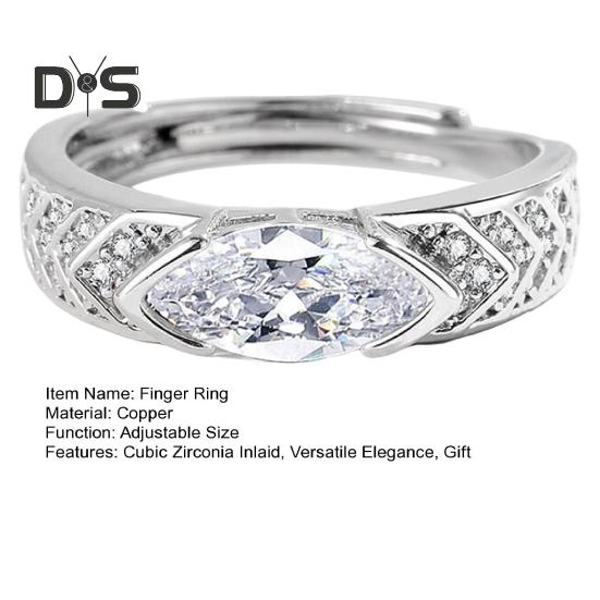 Женское кольцо регулируемый размер открытие обручальное кольцо кубический цирконий инкрустация помолвка ювелирные изделия палец кольцо