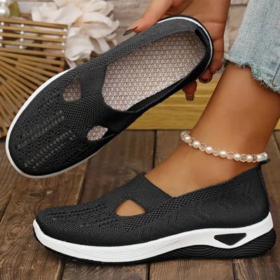 Женская дышащая спортивная обувь на одну ногу - Легкая вязаная повседневная обувь с поддержкой свода стопы, Удобная в носке, Полый дизайн