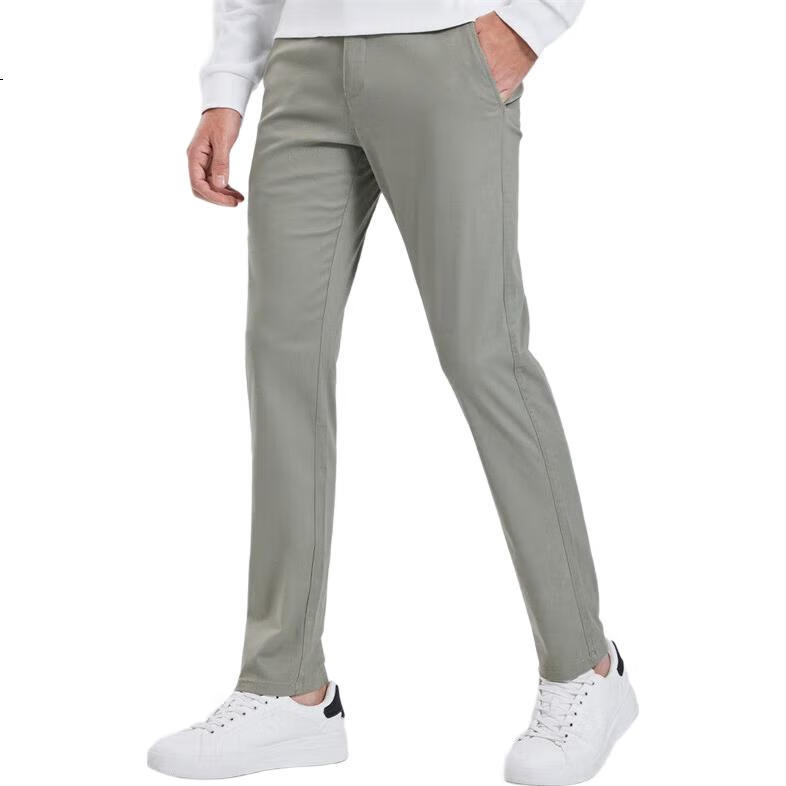 DANCING WOLVES [Cotton Stretch Comfort] Casual Commute Mid-Rise Elastic Comfortable Versatile Men's Trousers, 009 Blue-Gray, Size 30