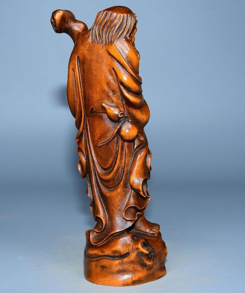 Chinese Boxwood Wooden Exquisite Figure Statue Carvings Sculpture Home Decor Art