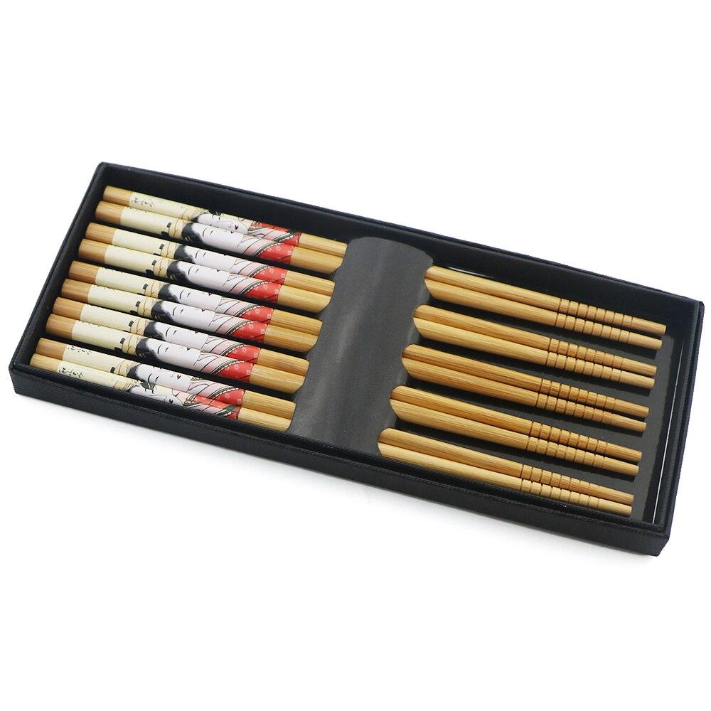 5 пар нескользящих палочек для еды в японском стиле, палочки для еды ручной работы из натурального дерева, суши, еда, противоожоговые разноцветные деревянные палочки для еды