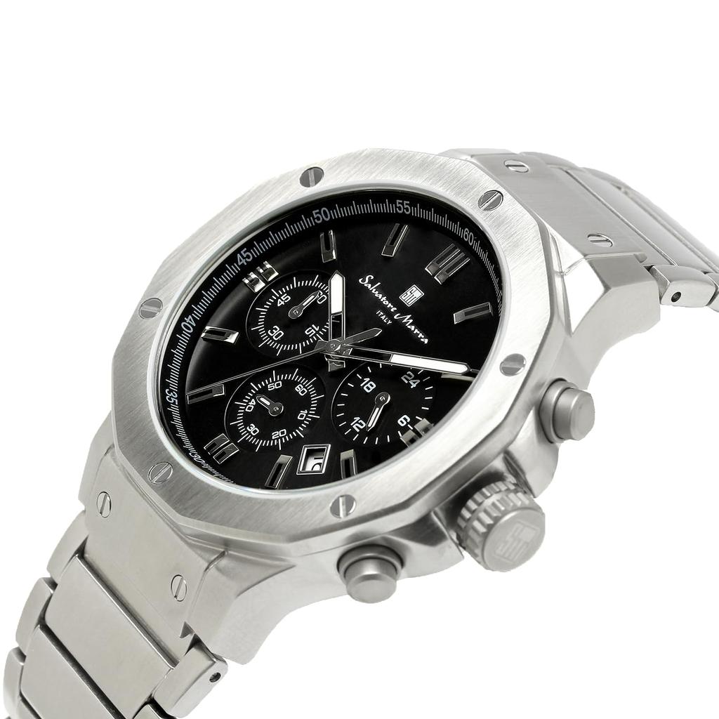 [Salvatore Mara] Men's Chronograph 10 ATM Water Resistant Business 20th Anniversary Limited Model SM18117SS (Black)