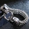 Gothic Double Skull Man Bracelet for Men In Stainless Steel Link Chain Men's Charm Bracelets Steampunk Skeleton Jewellery Guests Gifts