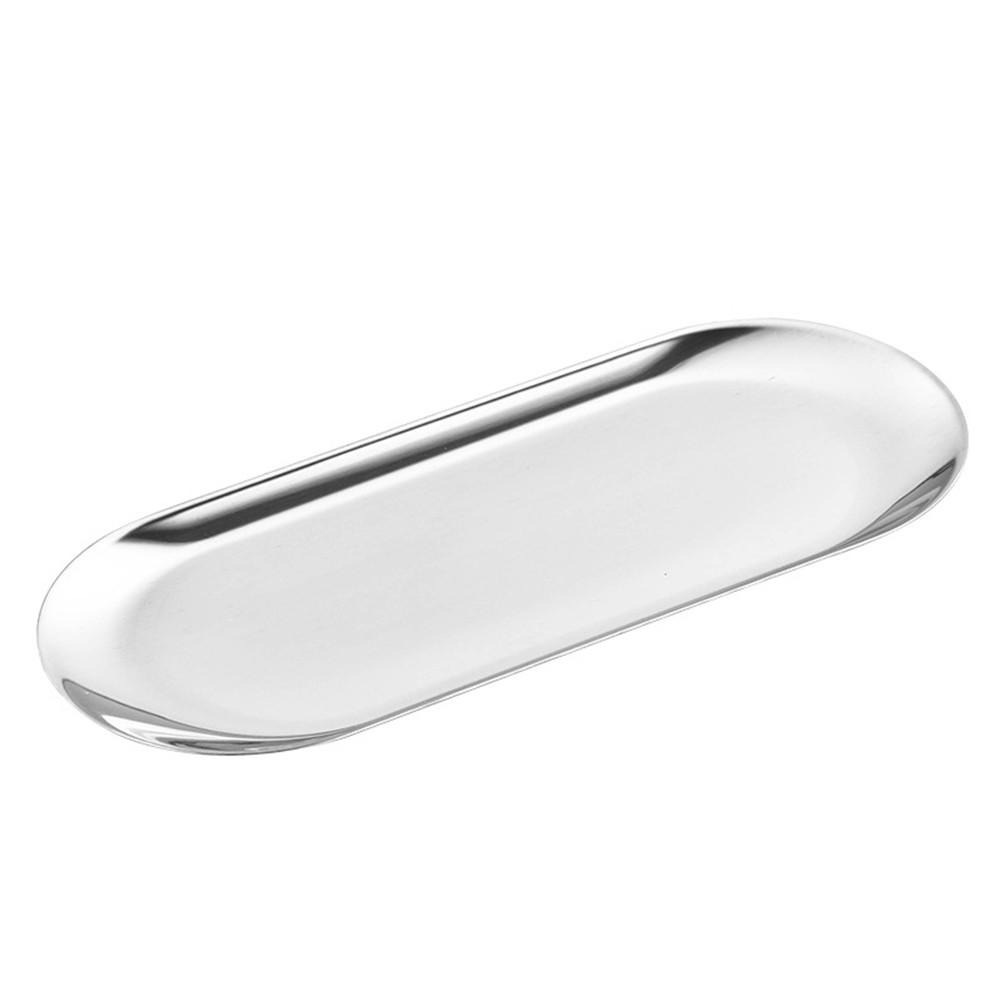 Practical Oval Stainless Steel Tray Perfect for Serving Snacks or Drinks