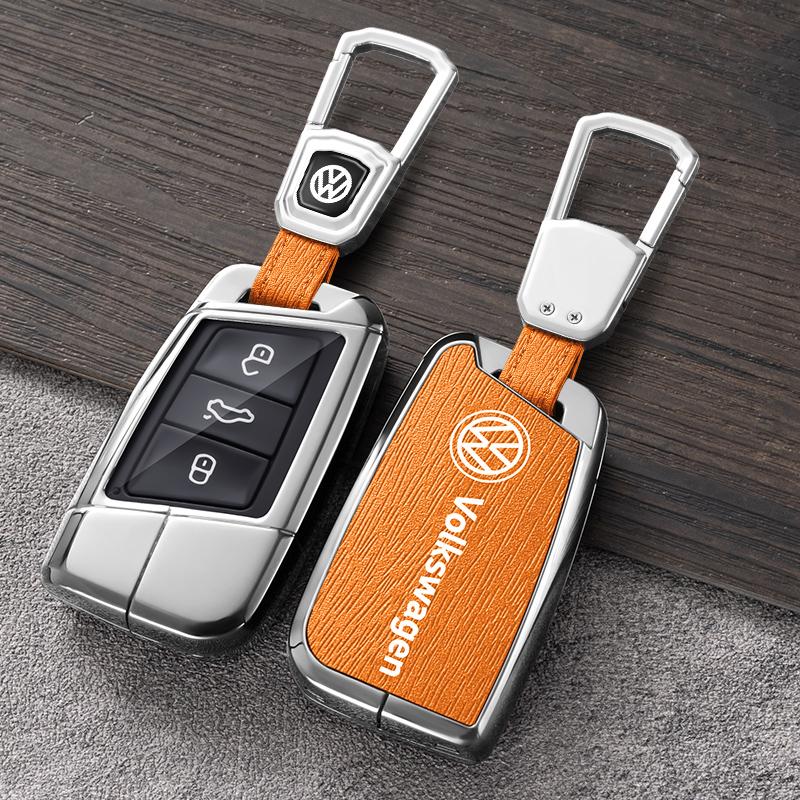 For VW Volkswagen Jetta MK5 Golf Alloy Leather Car Smart Remote Key Case Fob Cover Protector Shell For Volkswagen VW Magotan Pas
