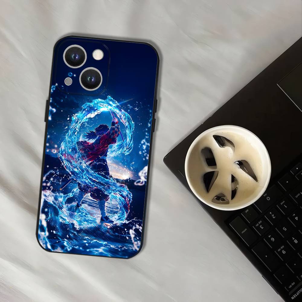 Аниме G-giyu T-tomiokaS Чехол для телефона для iPhone 16,15,14,13,12,11,Pro,XS,Max,XR,Plus,E,SE4,Mini Черный мягкий чехол