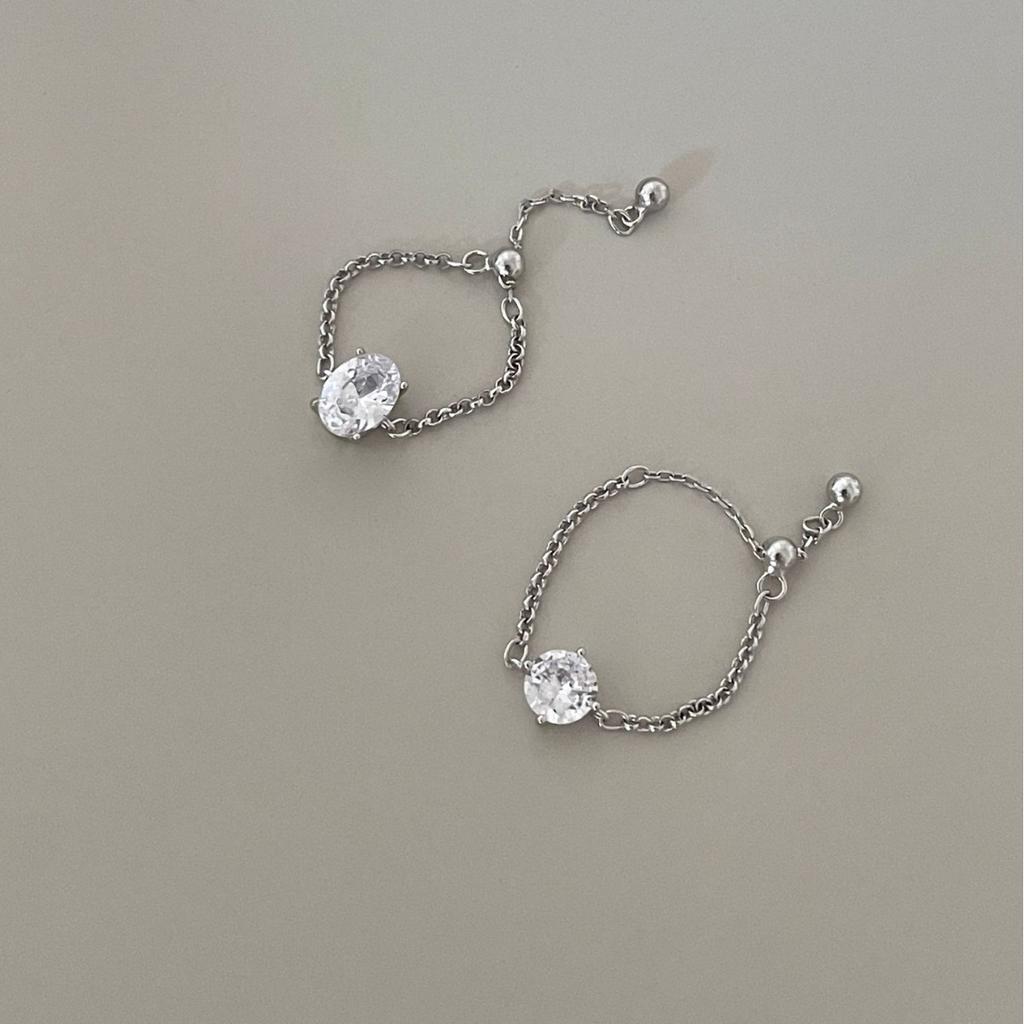 Раздвижное кольцо-цепочка из стерлингового серебра 925 пробы, изысканное и уникальное женское кольцо на указательный палец с цирконием высокого класса, универсальное новое кольцо.