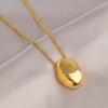 Large Oval Long Sweater Chain Metal Smooth Glossy Droplet Pendant  Autumn Winter