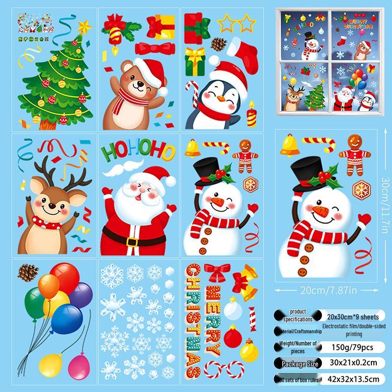 3D Christmas Snow Bear Window Clings - Cute Ice and Snow Bear Stickers for Glass