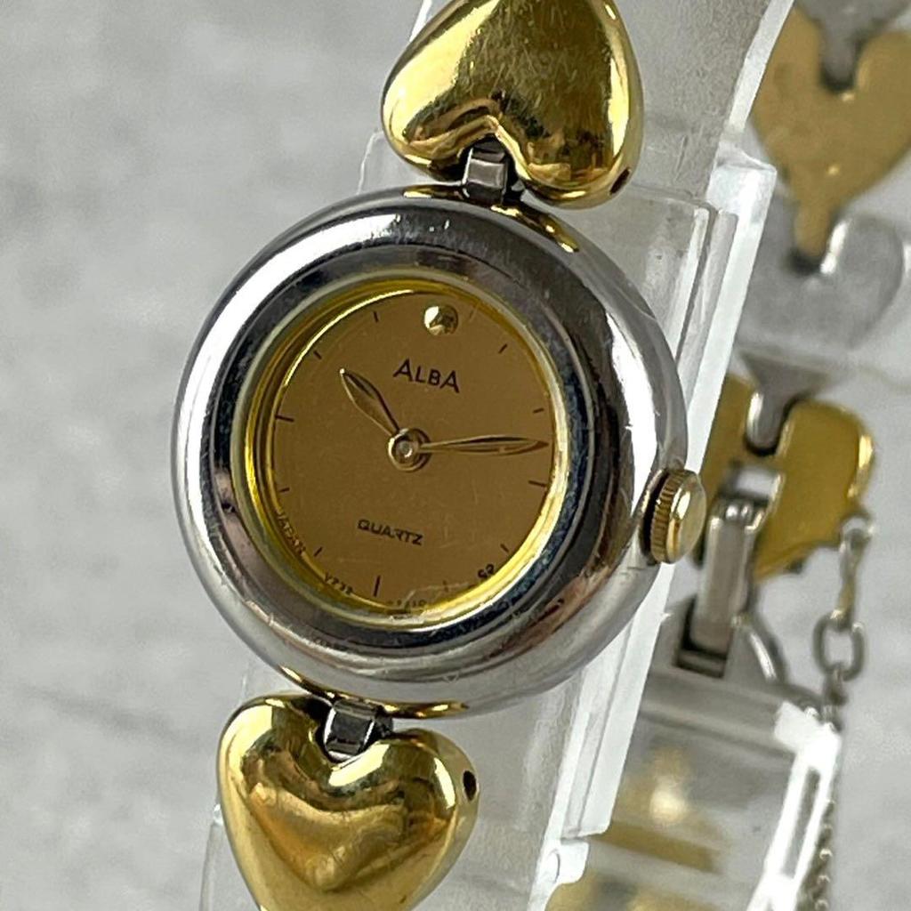 [USED] Working/SEIKO ALBA Quartz Wristwatch with Heart Shape