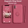 Роскошный чехол из жидкого силикона с кольцевым держателем и магнитным чехлом для iPhone 11 12 13 14 15 Pro Max X XR XS Max 7 8Plus чехол