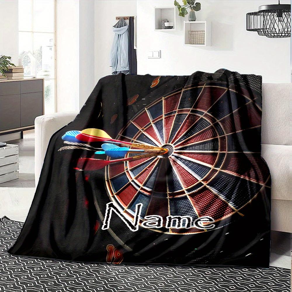 Darts Board With Arrows Blanket With Customizable Name Four Seasons Comfortable Shawl Blanket Suitable For Home Travel Camping Office Decoration