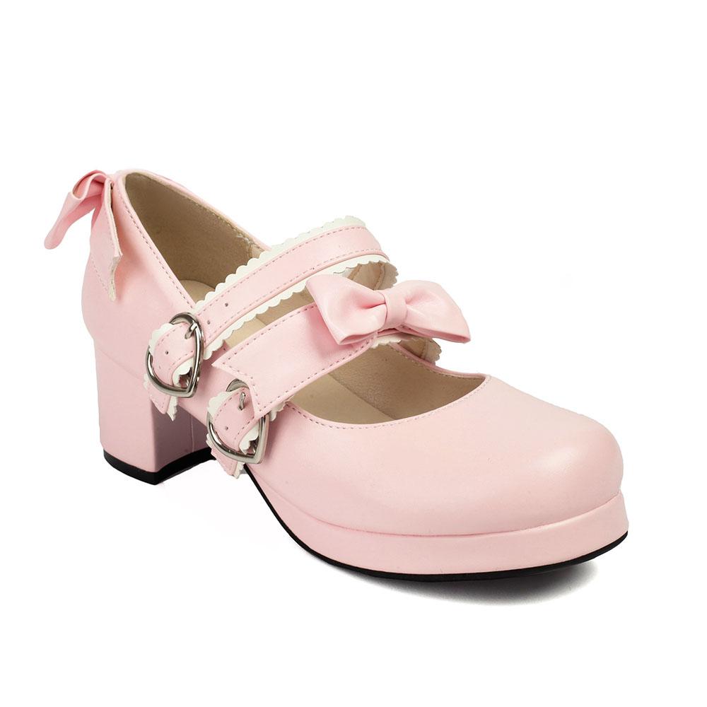 Размер 34-48 Лолита Женские Туфли Мэри Джейн Туфли-лодочки на платформе Толстый каблук Готические туфли-лодочки с бантом Милая униформа Туфли-лодочки для женщин