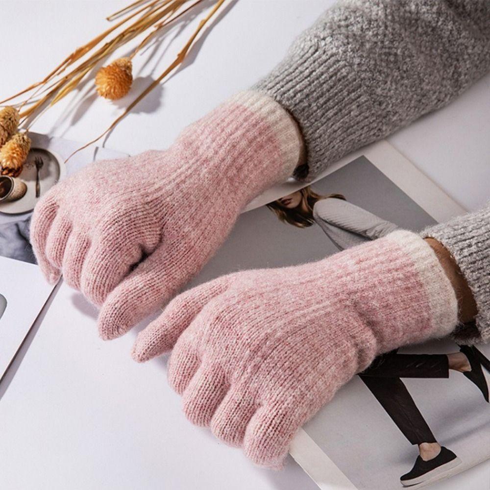Толстые вязаные перчатки Вязаные варежки с полными пальцами Зимние теплые женские перчатки Женские Девушки