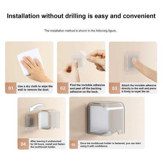 Toothbrush Holder Wall Mount Anti-Slip Stand Strong Load Capacity Quick Drainage Storage Organizer for Electric Toothbrushes