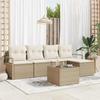 6-Piece Garden Sofa Set with Brown Poly Rattan Cushions, 2-Seater Garden Sofa with Beige Cushions 3346351