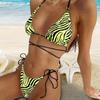Low-rise Briefs Bikini Set Zebra Print Halter Bikini Set with High Waist Lace-up Briefs Women's Summer Swimwear Set with for A