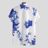 Summer Men Floral Lapel Short Sleeve Shirts