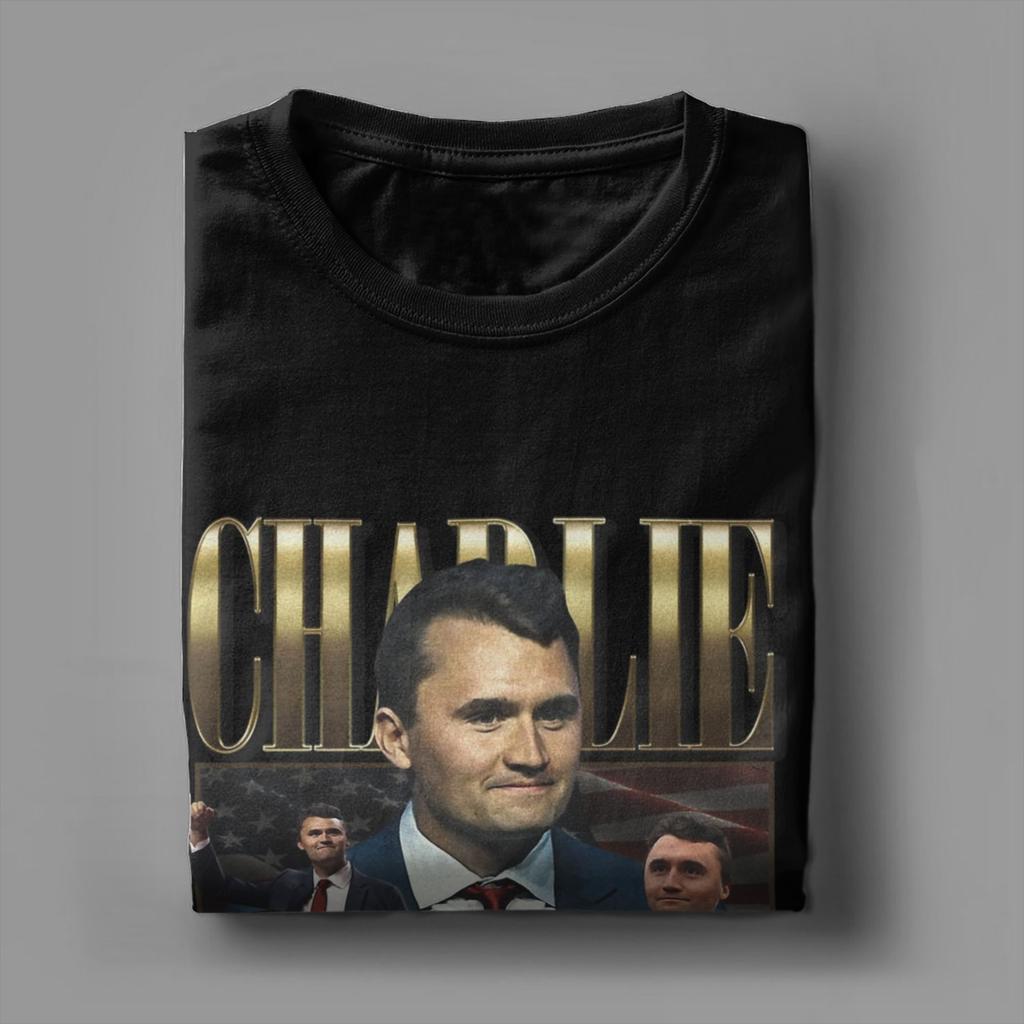 Men's Charlie Kirk T Shirts  100% Cotton Tops Fashion Short Sleeve Crewneck Tee Shirt Gift Idea T-Shirt