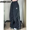 Black Wide Leg Parachute Pants Women Vintage Casual Plus Size 90s Trousers Female Gorpcore Harajuku Fashion Streetwear