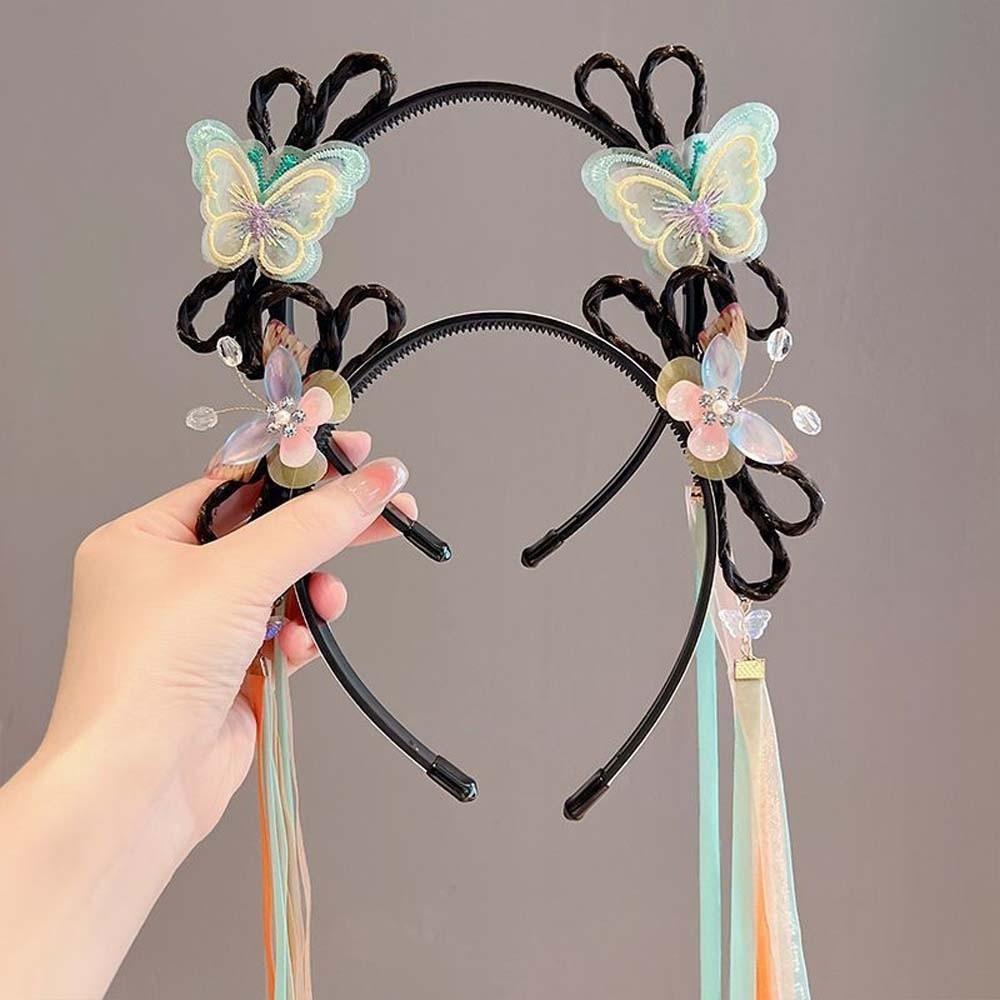 Exquisite Embroidery Wigs Braided Hair Hoop Hair Bands for Children  Photography Headwear
