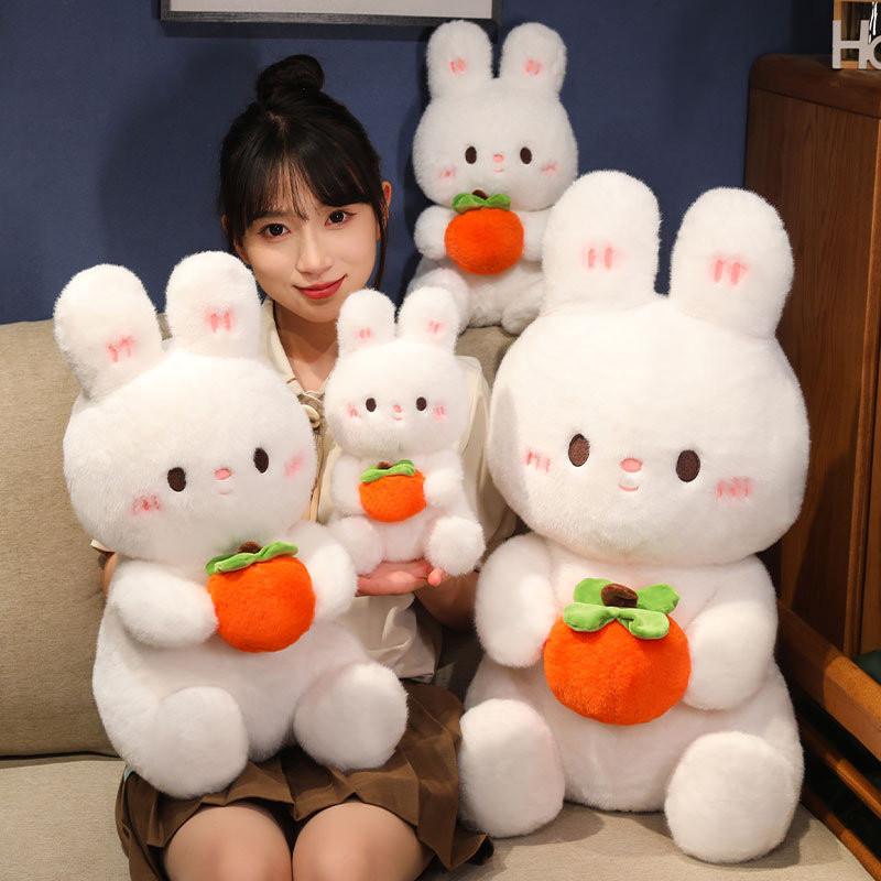 Plush Cute Rabbit Doll With Embracing Persimmon Decorations For Gift Kids