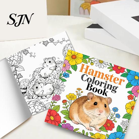 Educational Preschool Drawing Pad Hamster Coloring Book for Kids, Cute Animal Illustrations And Childrens Creative Floral Elements Book, Thick