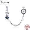 BAMOER Magic Forest Adventure Collection Magical Rabbit and Clock Safety Chain Charm Fit Bracelet