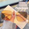 New Trend Photochromic Anti-Blue Light Myopic Glasses Ladies Oversized Ultra Light Near Sight Eyewear Finished Diopter Glasses