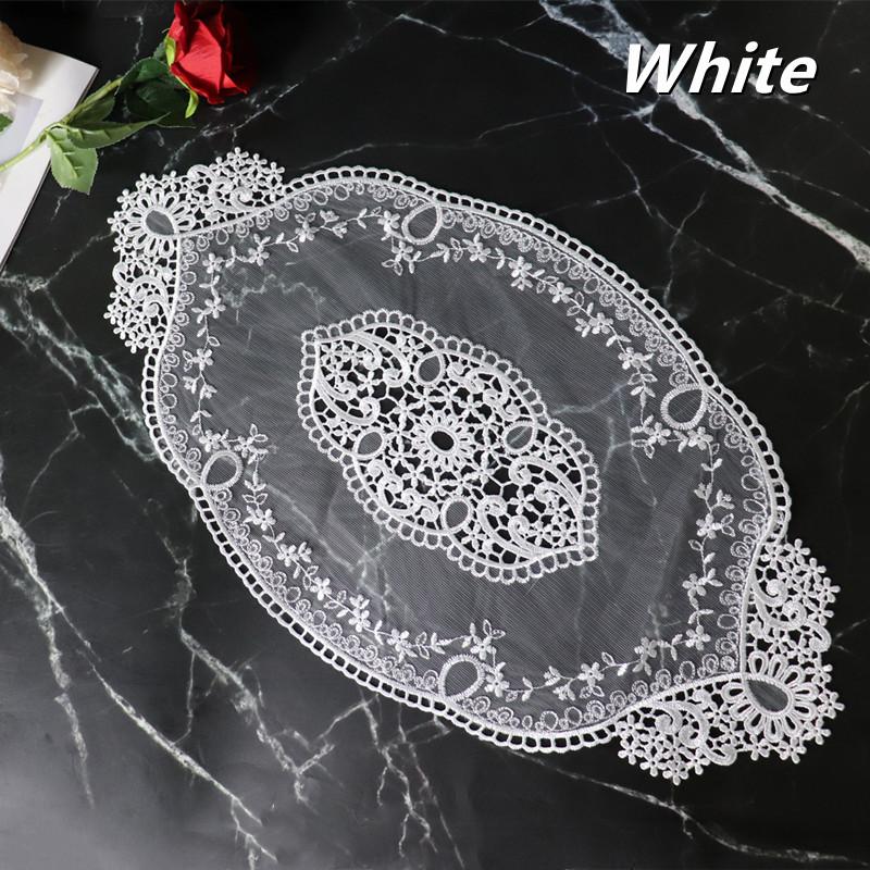 Luxury Oval Embroidered European Transparent Placemat Table Mat Hotel Villa Home Furniture Party Coaster Decorative Cover Cloth