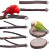 Bird Perch Stand 8PCS, Natural Grape Wood Pole Standing Parrot Cage Branch Paw Grinding Fork Parakeet Platform Hammock For Conures Budgies Finches