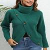Осенне-зимний женский пуловер с пятью пуговицами и высоким воротом, однотонный свитер с длинными рукавами, вязаный свитер